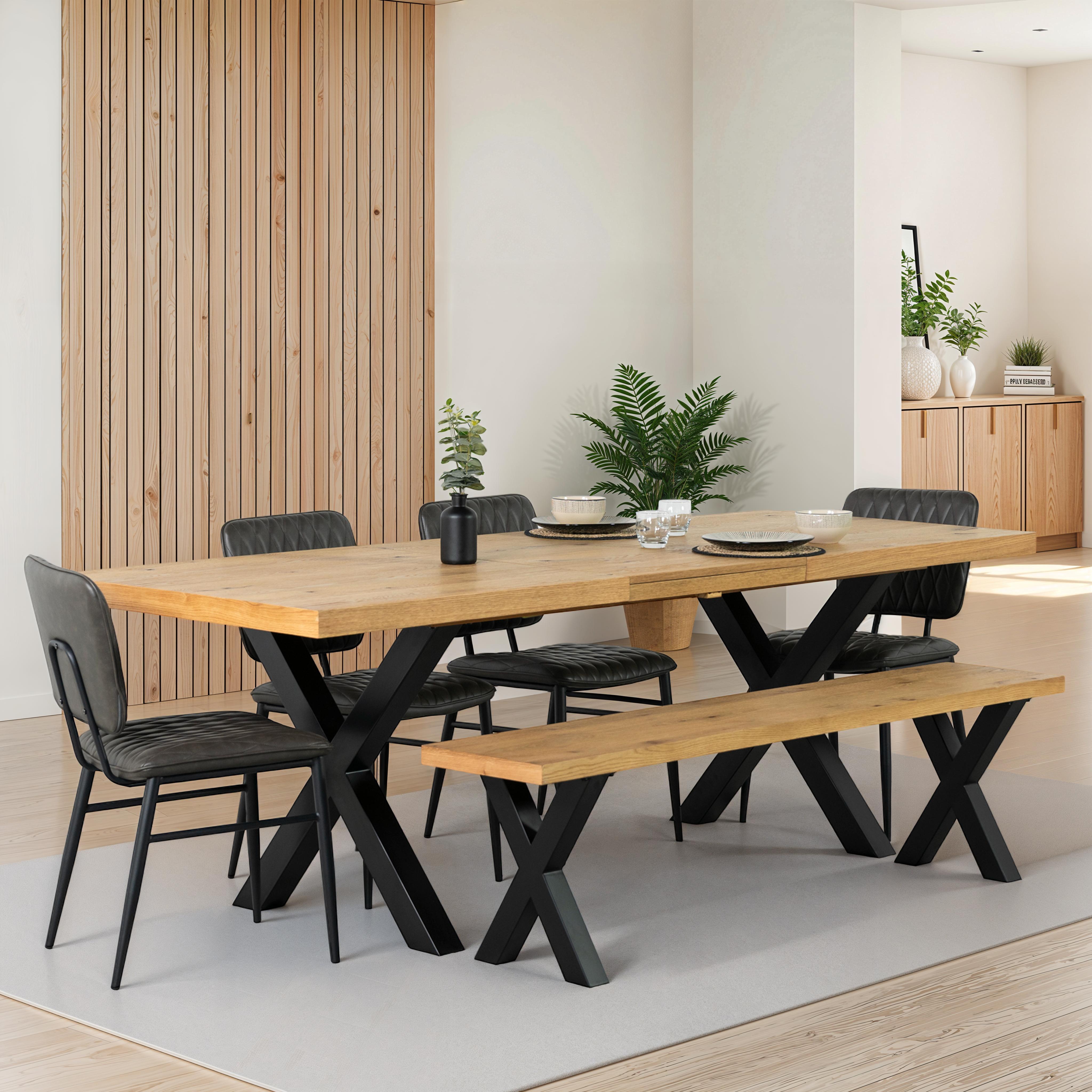 Montana Oak Cross Leg Extending Dining Table (180cm-240cm)