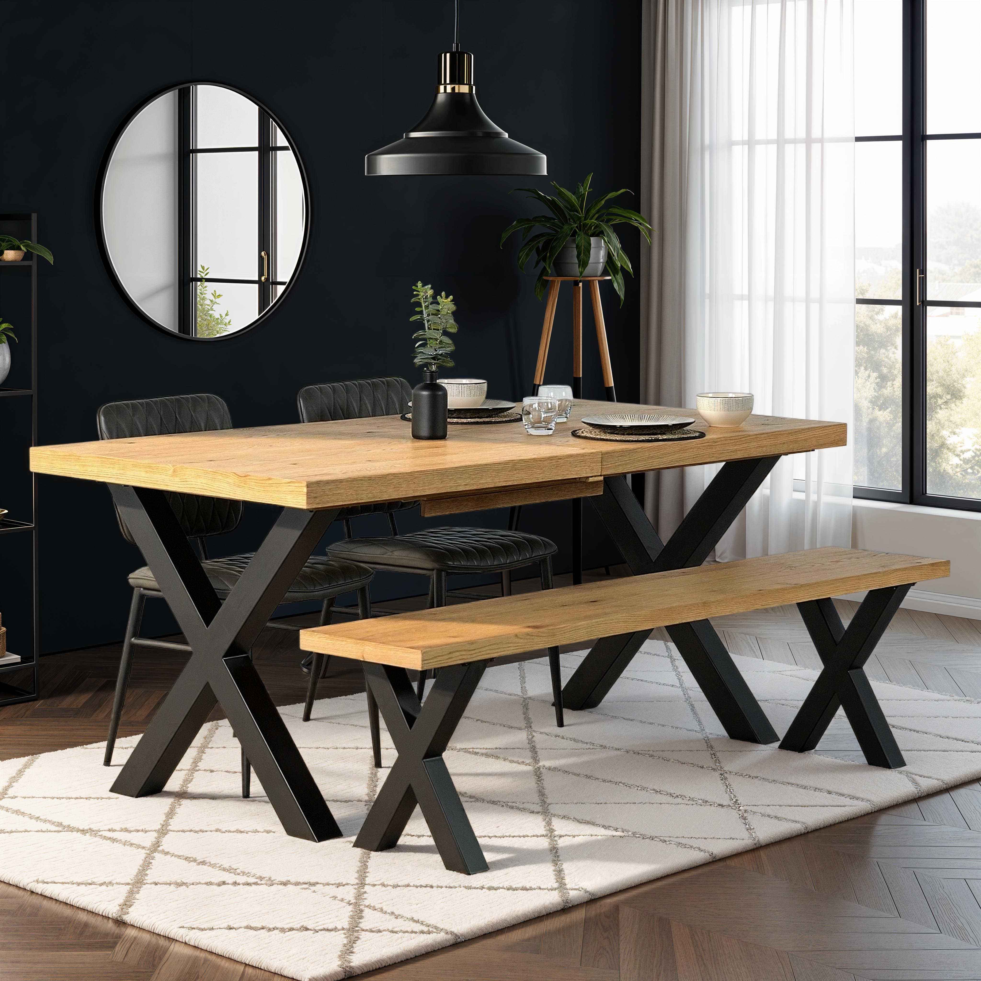 Montana Oak Cross Leg Extending Dining Table (180cm-240cm)
