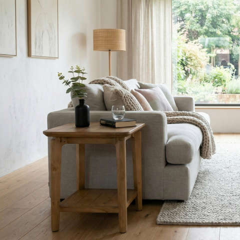 Scandi Lamp table With Shelf