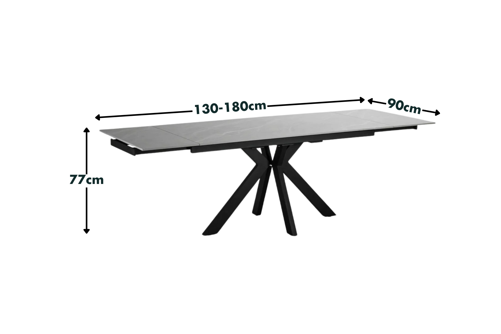Olympia Small Light Grey Matt Ceramic Extendable Dining Table (130cm-180cm)
