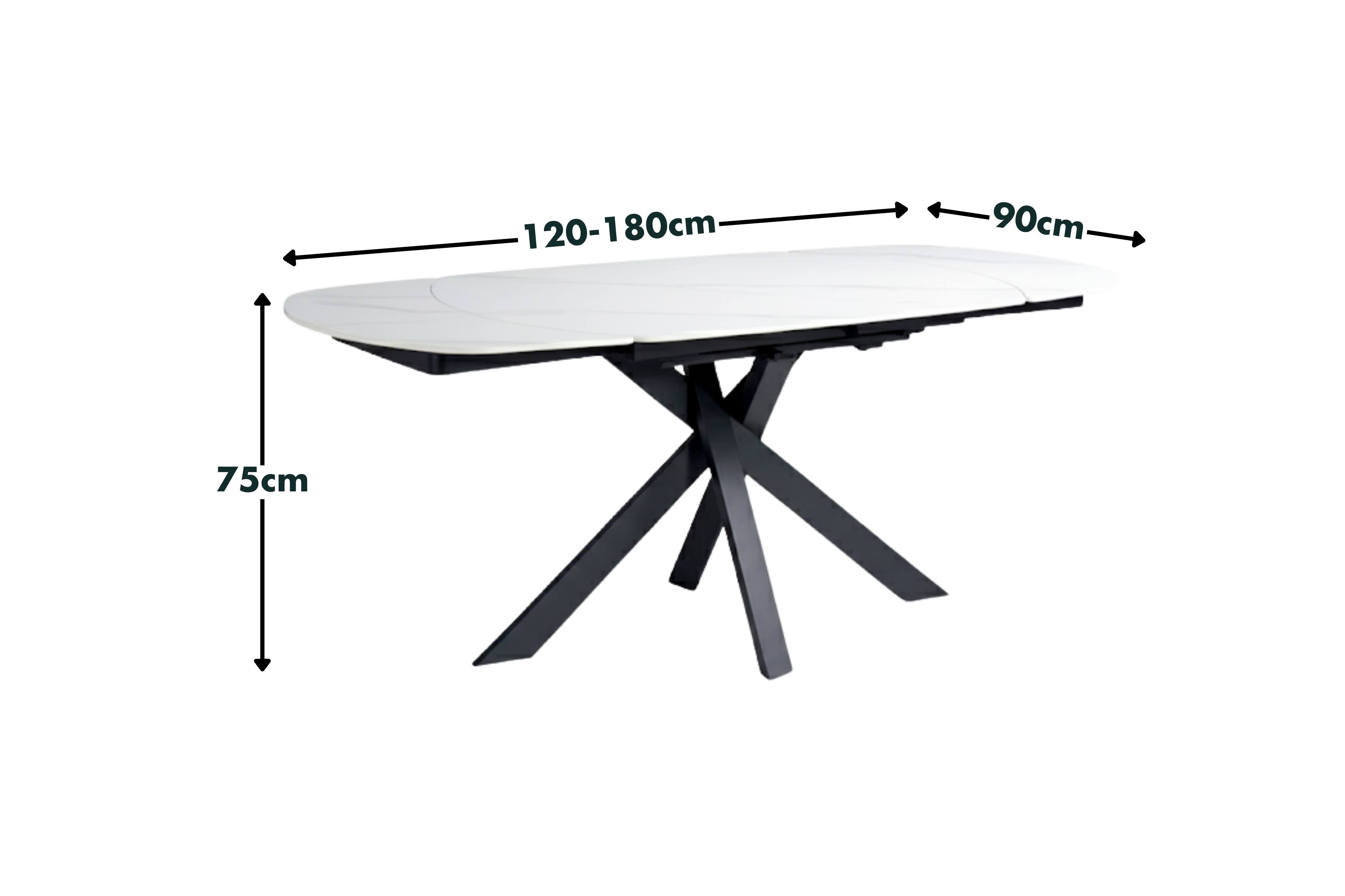 Seattle White Ceramic Extending Dining Table (120cm - 180cm)