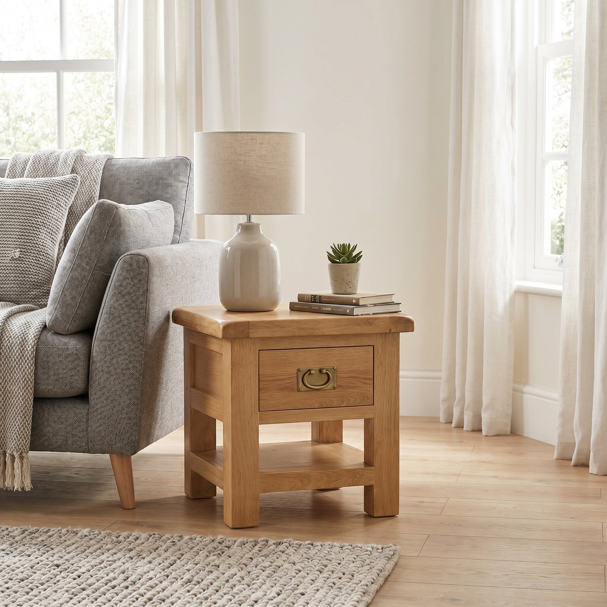 Cheltenham Oak Lamp Table With Drawer
