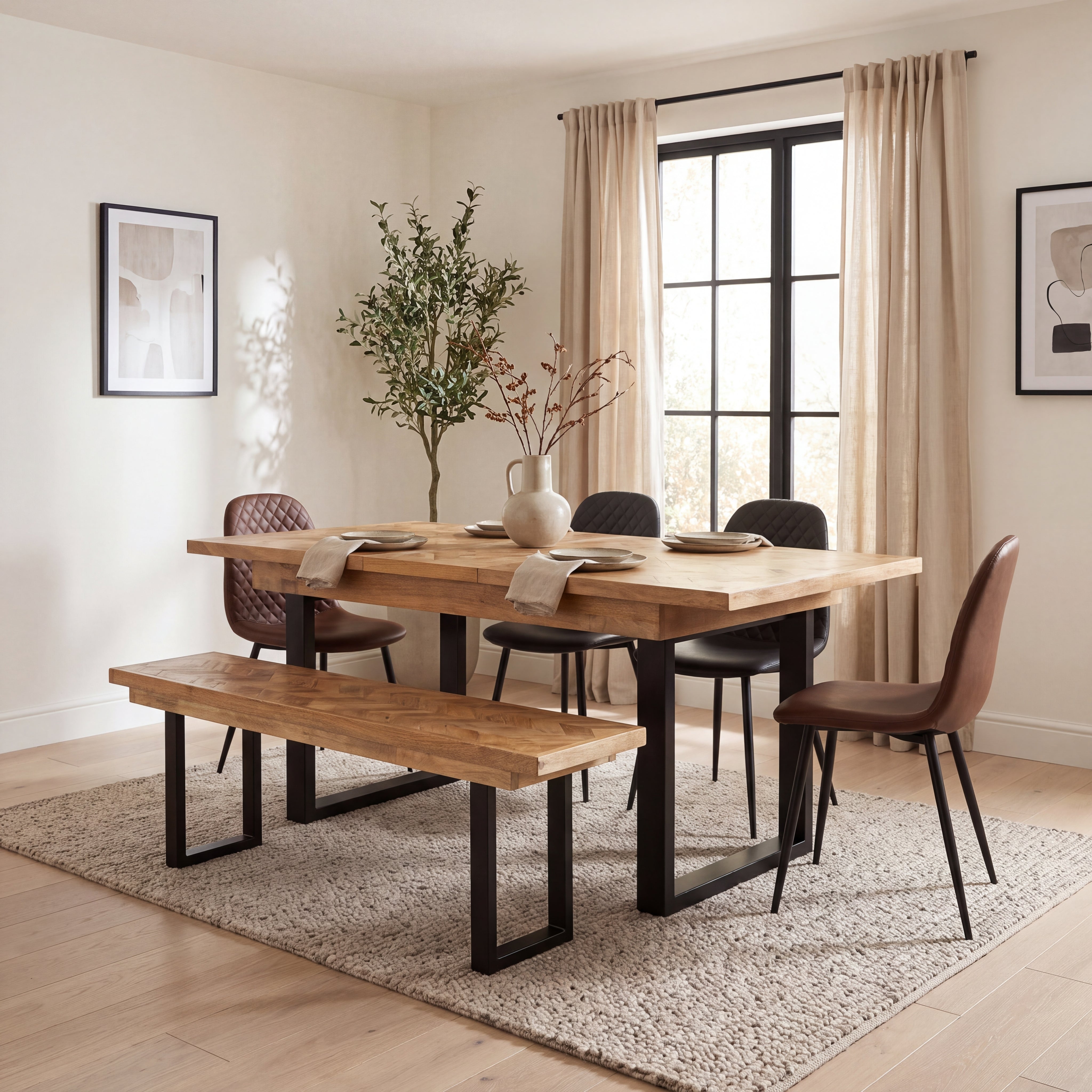 Nautilus Mango Wood Extending Dining Table