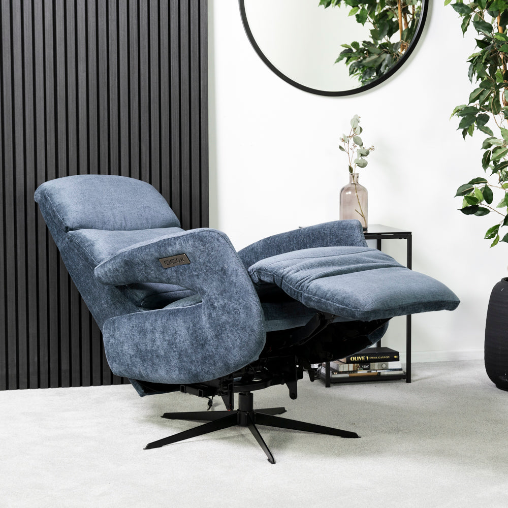 Bali Swivel Power Recliner Chair (Navy Blue)