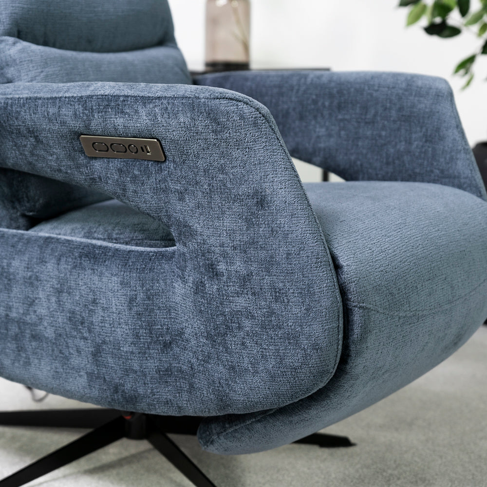 Bali Swivel Power Recliner Chair (Navy Blue)