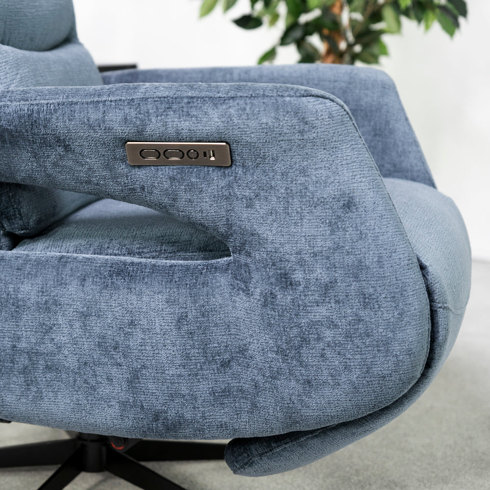 Bali Swivel Power Recliner Chair (Navy Blue)