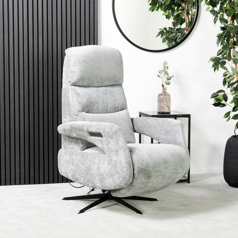 Bali Swivel Power Recliner Chair (Light Grey)