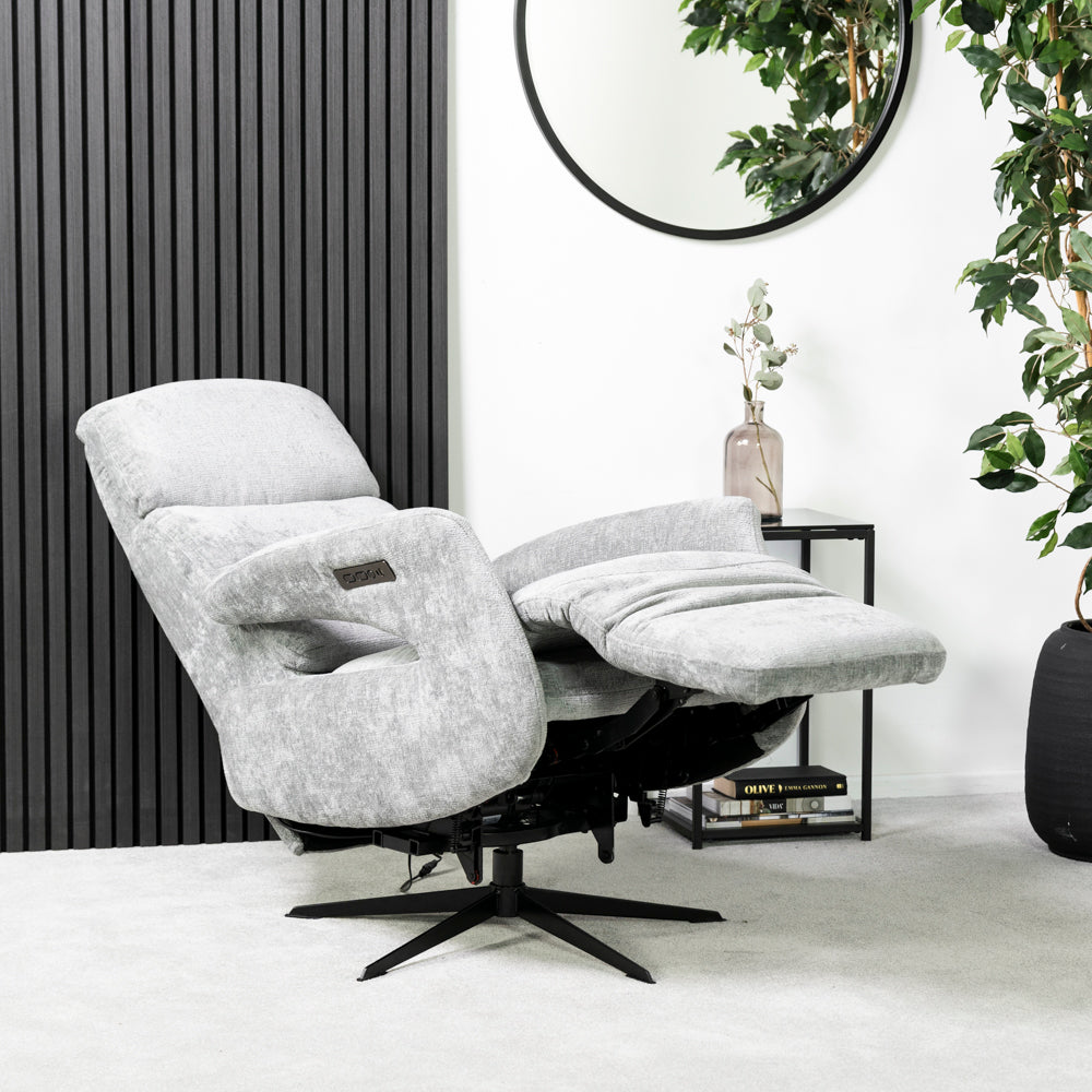 Bali Swivel Power Recliner Chair (Light Grey)