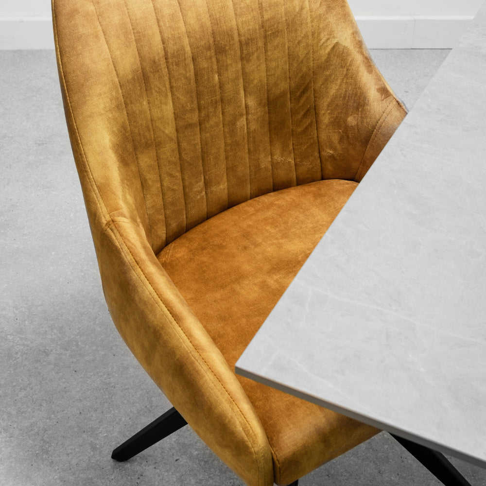 Olympia Light Grey Matt Ceramic Extendable Dining Table (160cm-240cm) & 6 Aiden Dining Chairs