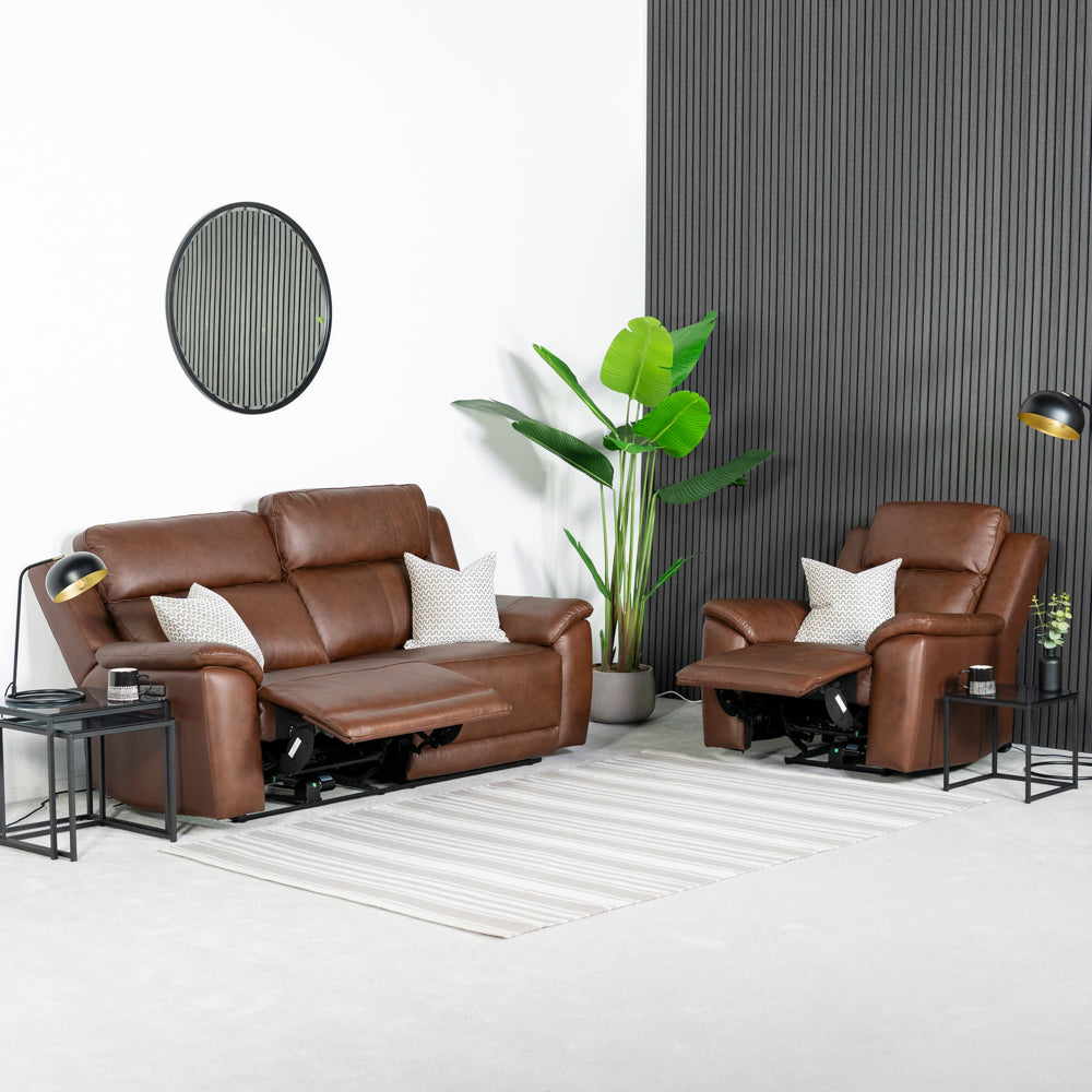 New Hampshire 3 Seater Leather Power Recliner Sofa