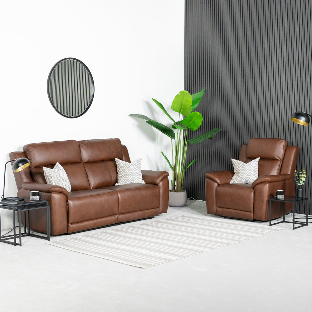 New Hampshire 3 Seater Leather Power Recliner Sofa