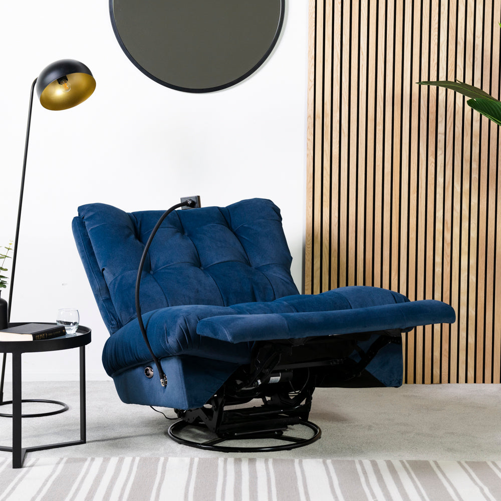 Chill Swivel Rocker Power Recliner Chair - Blue