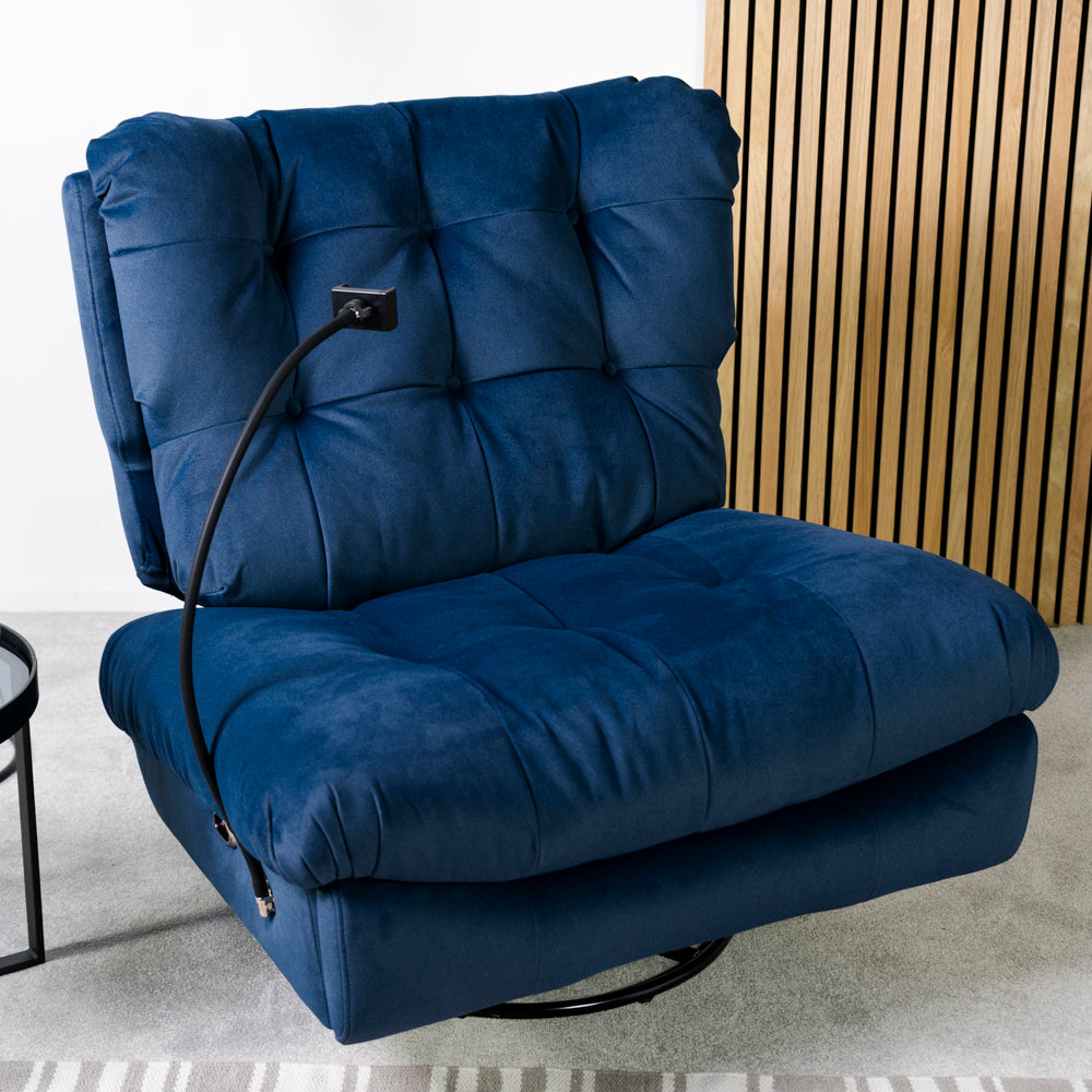 Chill Swivel Rocker Power Recliner Chair - Blue