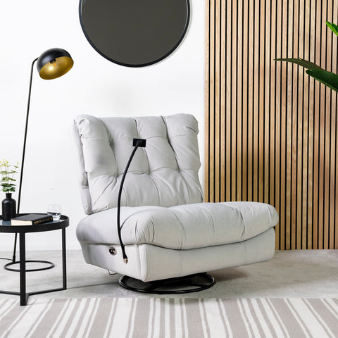 Chill Swivel Rocker Power Recliner Chair - Light Grey