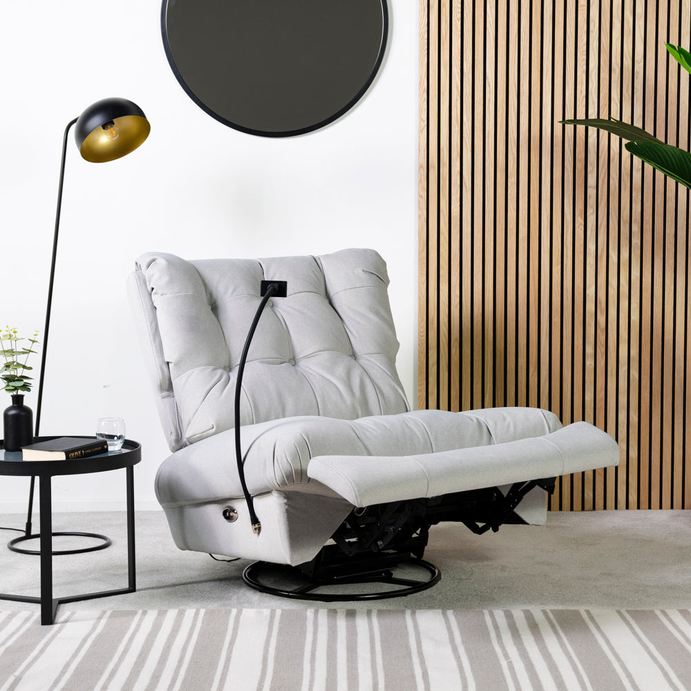 Chill Swivel Rocker Power Recliner Chair - Light Grey