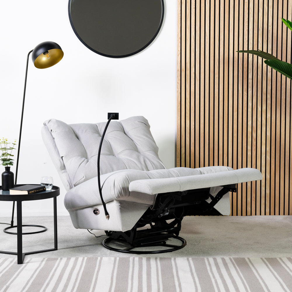 Chill Swivel Rocker Power Recliner Chair - Light Grey