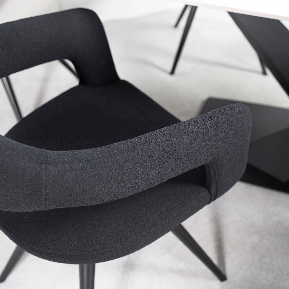 Denver Ceramic Extendable Dining Table (180cm-260cm) & Emma Bouclé Dining Chairs