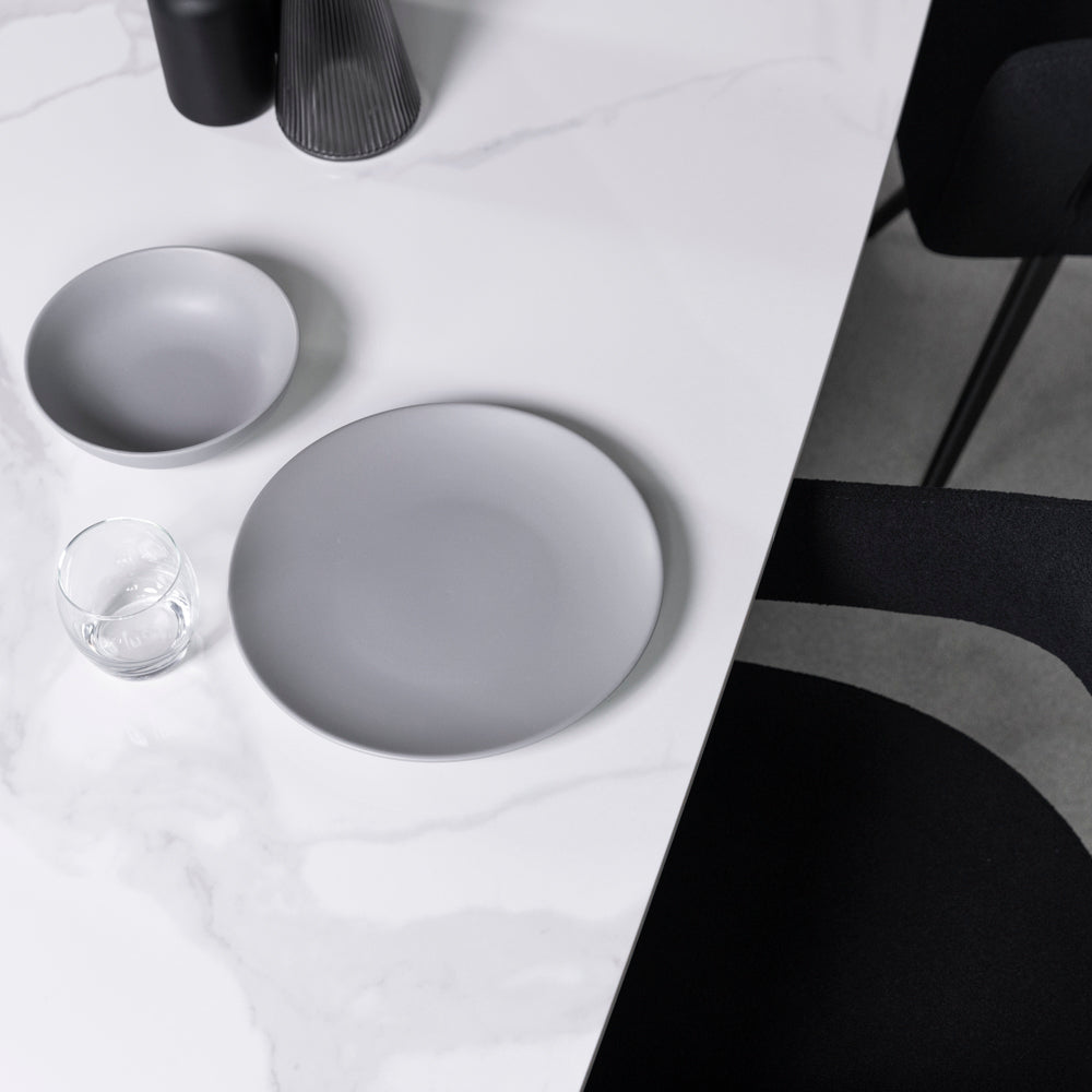 Denver Ceramic Extendable Dining Table (180cm-260cm) & Emma Bouclé Dining Chairs