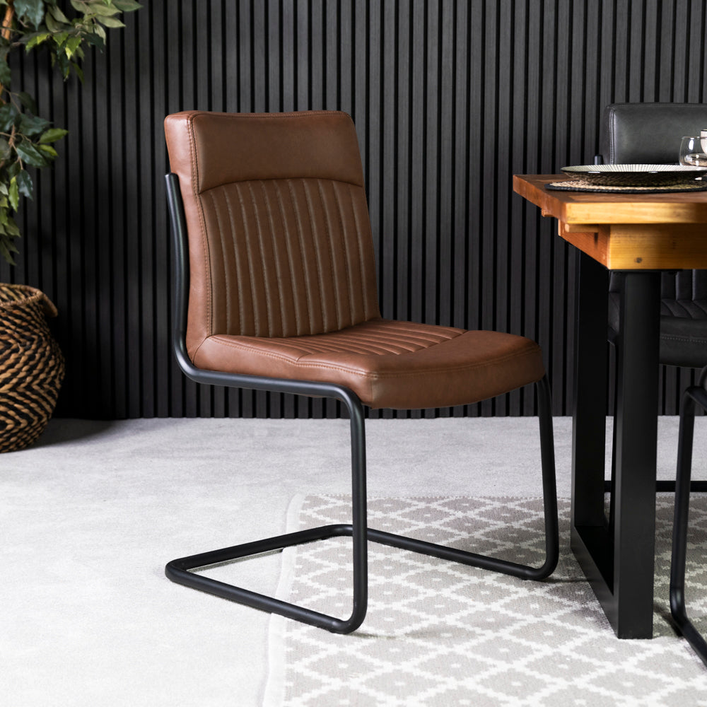 Nautilus 160cm Fixed Top Dining Table & Auburn Tan Dining Chairs