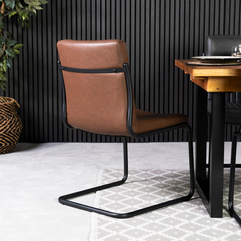 Nautilus 160cm Fixed Top Dining Table & Auburn Tan Dining Chairs
