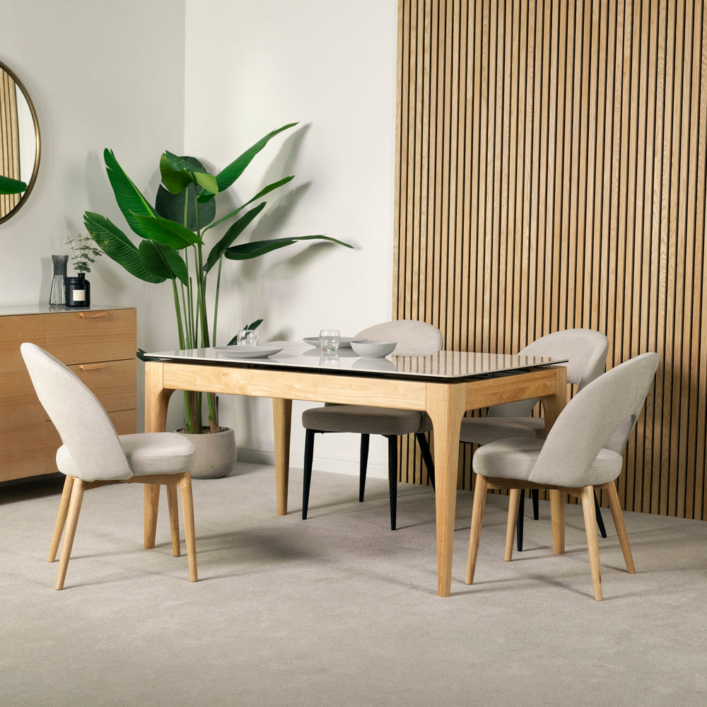 Malmo Extendable Dining Table & Morken Wooden Legs Dining Chairs