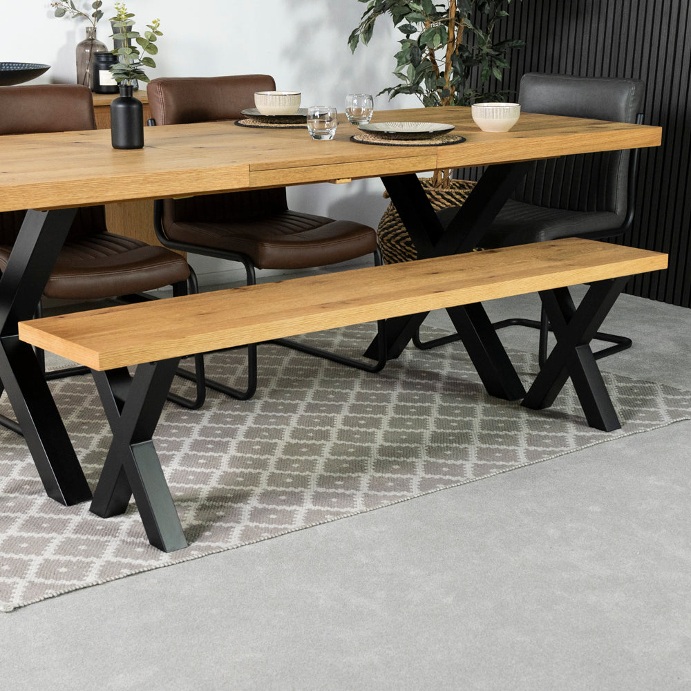 Montana Oak Cross Leg Dining Bench