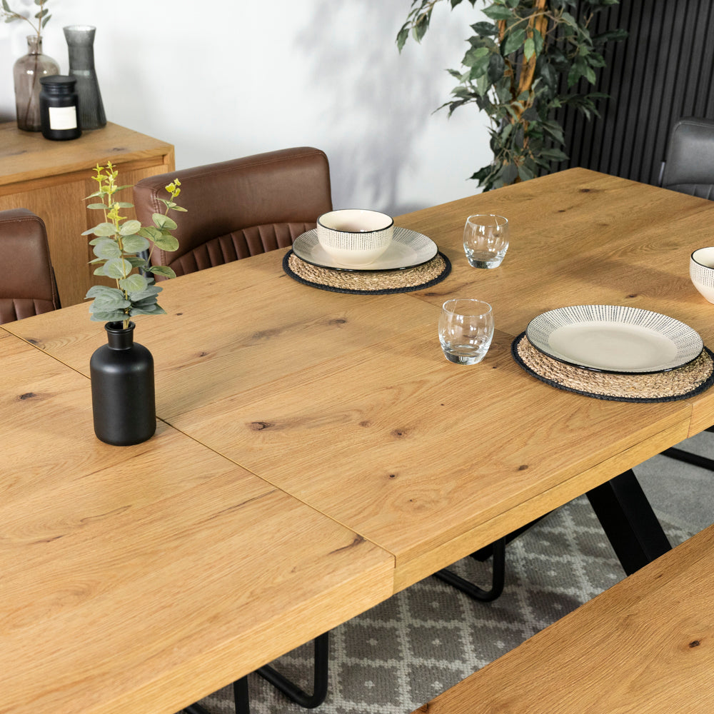 Montana Oak Cross Leg Extending Dining Table