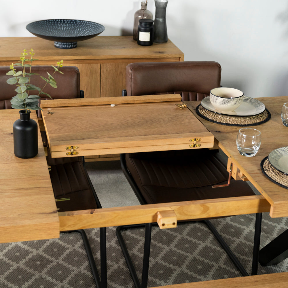 Montana Oak Cross Leg Extending Dining Table