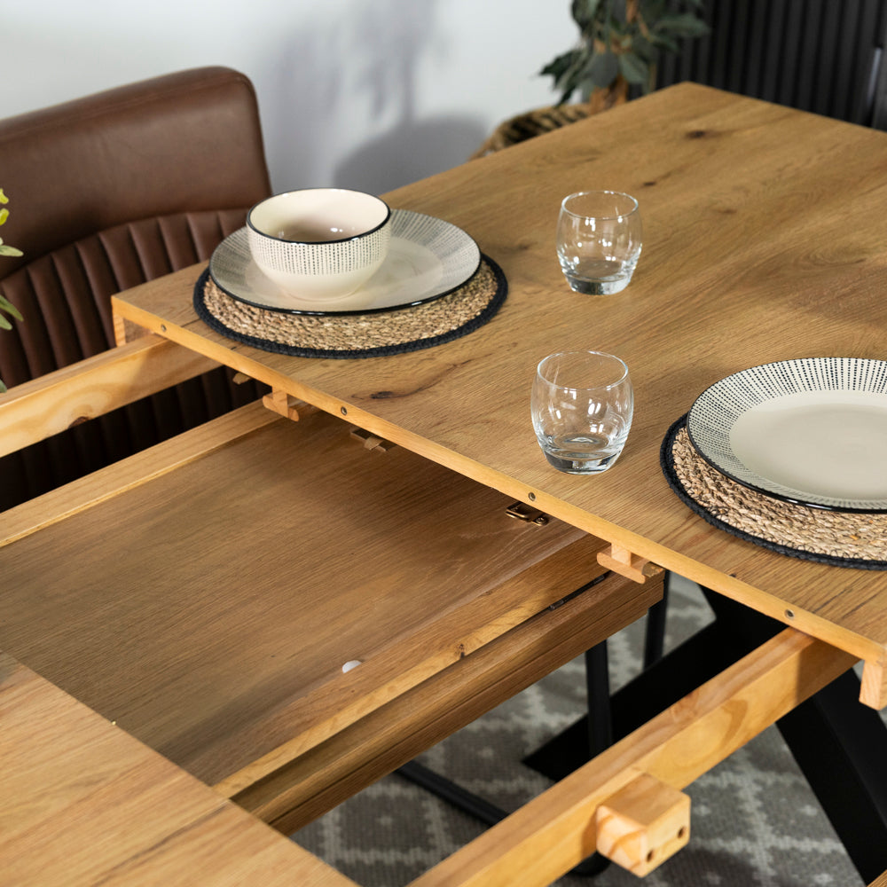Montana Oak Cross Leg Extending Dining Table