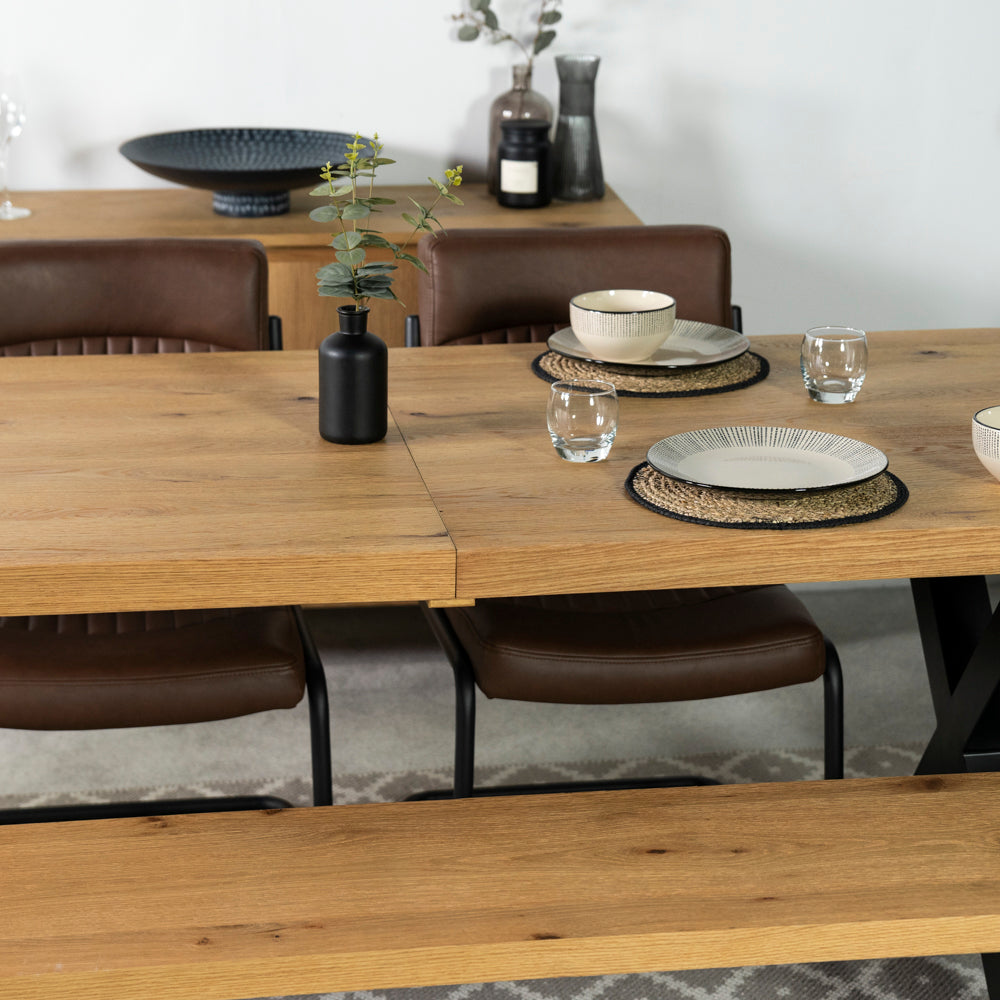 Montana Oak Cross Leg Extending Dining Table