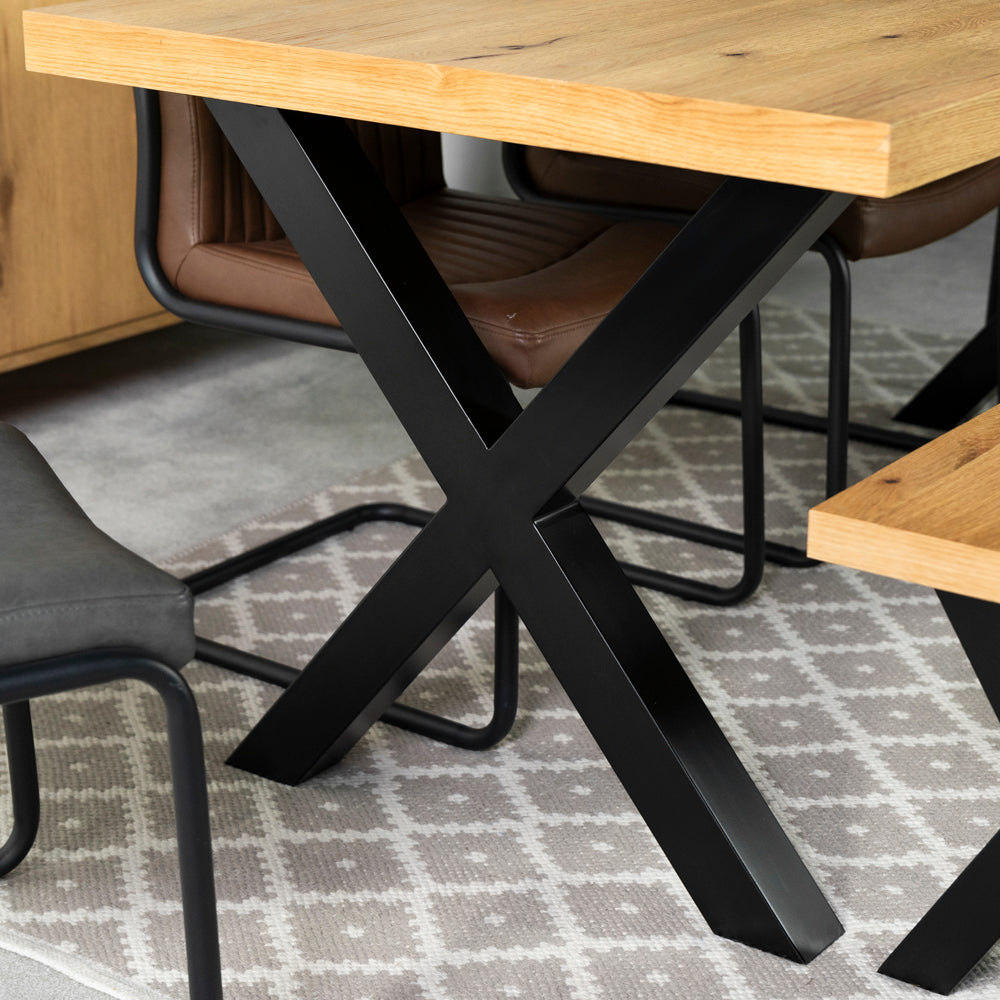 Montana Oak Cross Leg Extending Dining Table