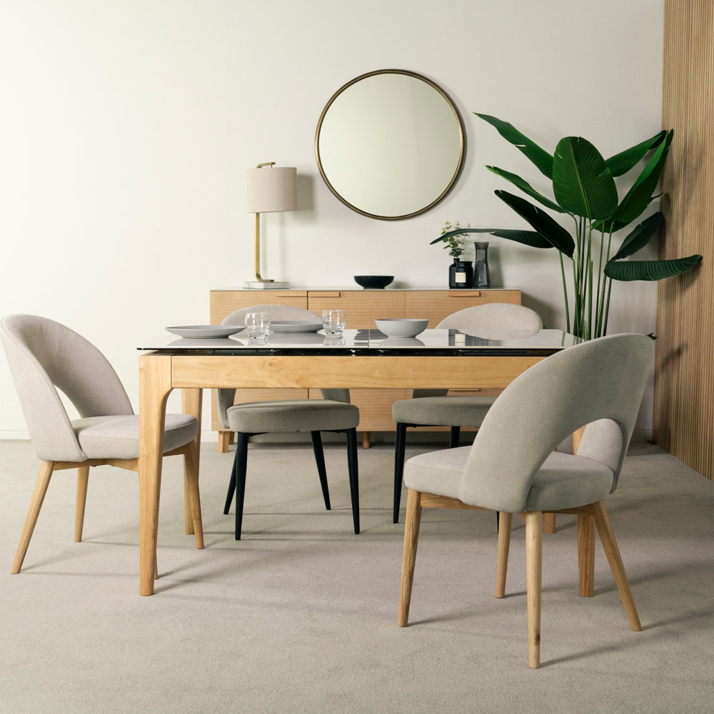 Malmo Extendable Dining Table & Morken Wooden Legs Dining Chairs