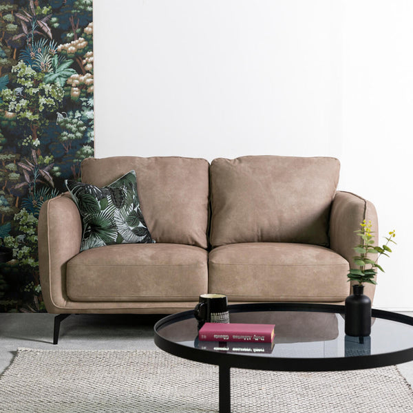 Marlow Brown Recycled PU Fabric 2 Seater Sofa