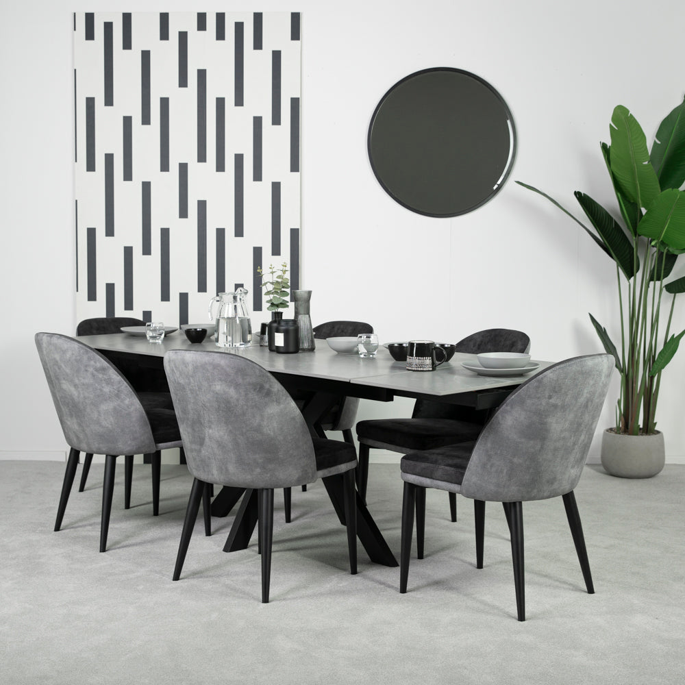 Olympia Ceramic Extendable Dining Table & Lindsay Dining Chair