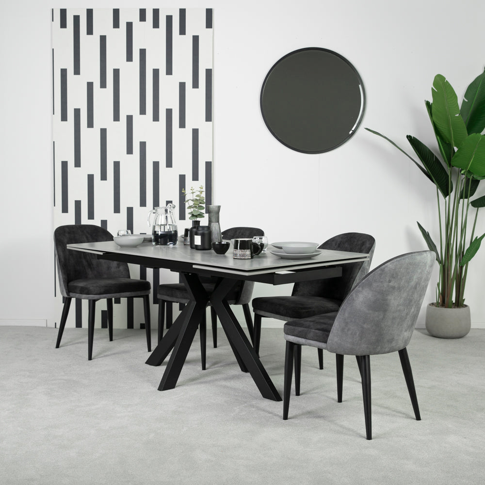 Olympia Ceramic Extendable Dining Table & Lindsay Dining Chair
