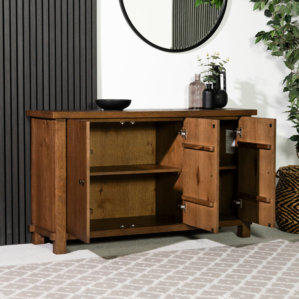 Quebec Oak 3 Door Sideboard