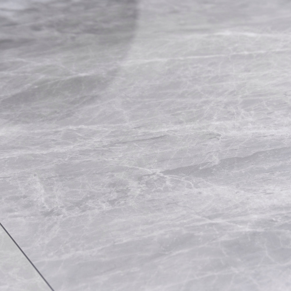 Vegas Light Grey Extendable Ceramic Dining Table with Chrome Leg (160cm-240cm)