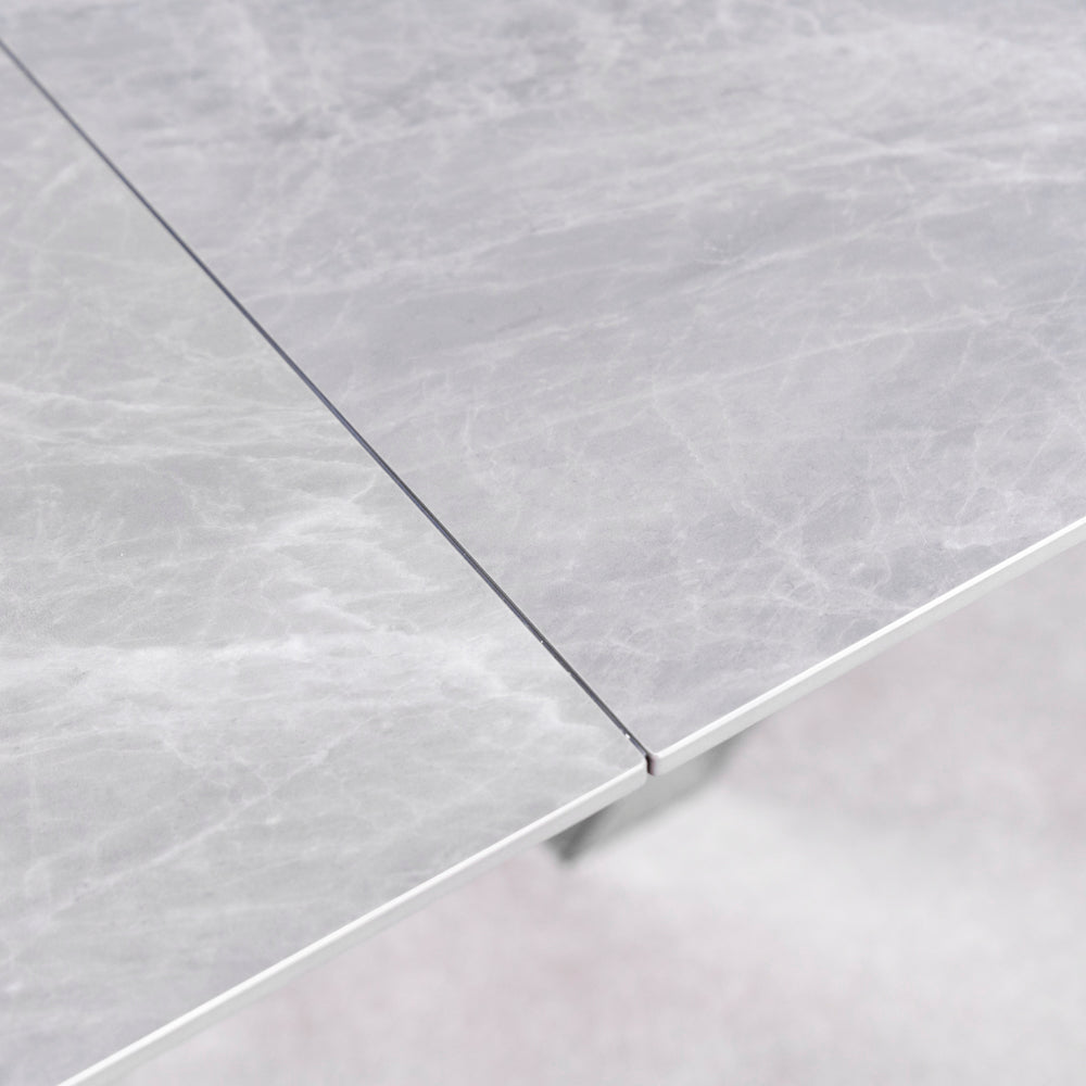 Vegas Light Grey Extendable Ceramic Dining Table with Chrome Leg (160cm-240cm)