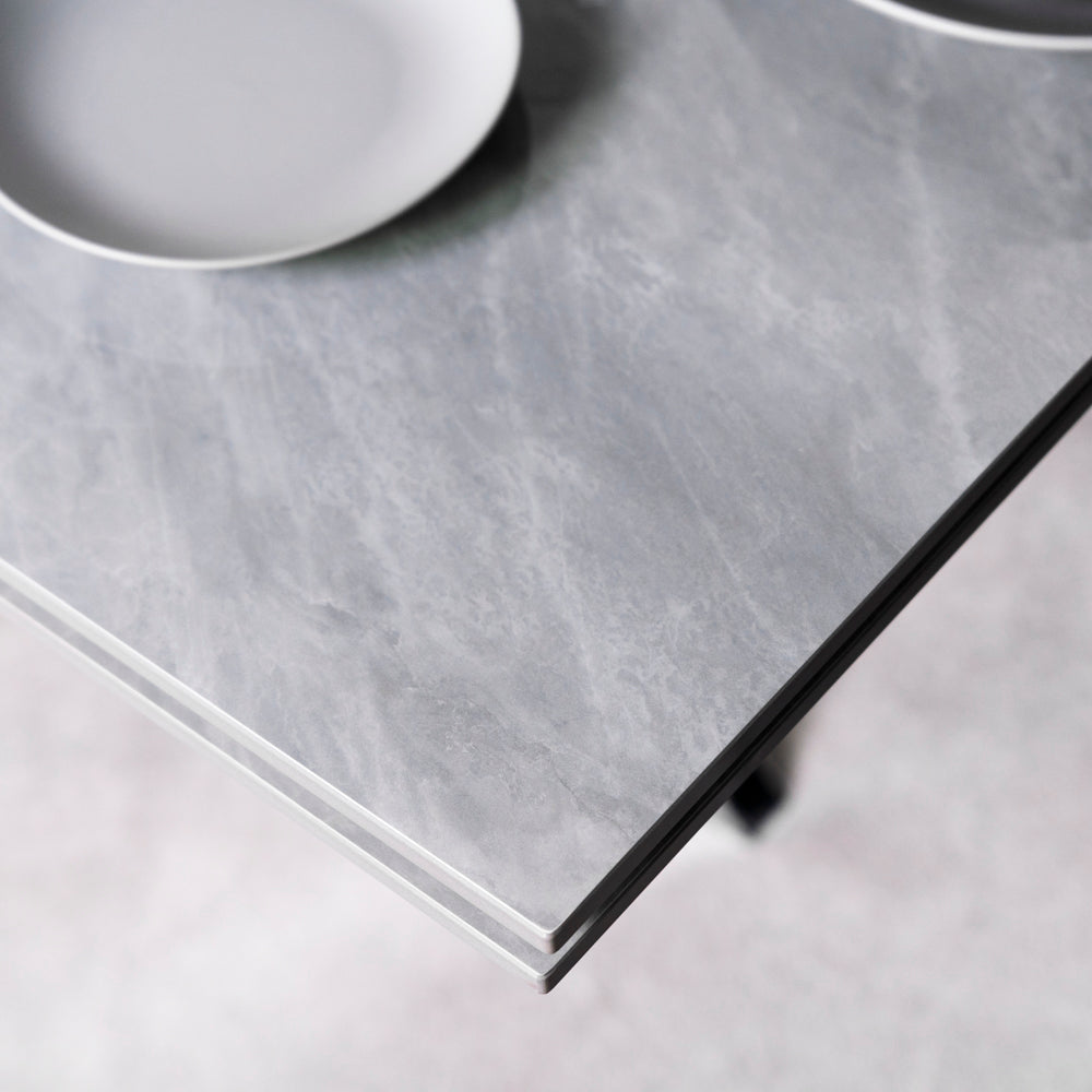 Vegas Light Grey Extendable Ceramic Dining Table with Chrome Leg (160cm-240cm)