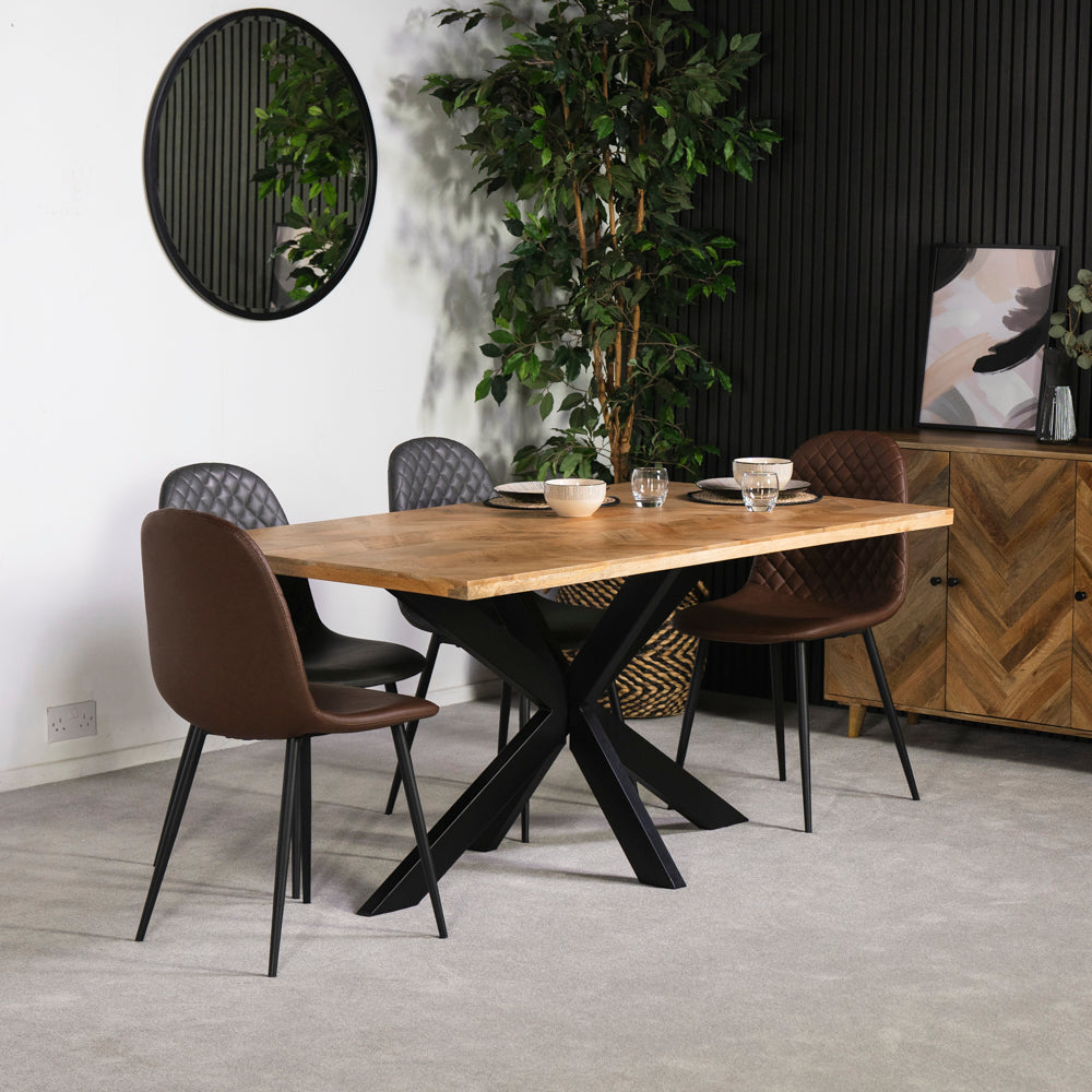 Nautilus 160cm Fixed Top Dining Table & Dallas Brown Dining Chairs
