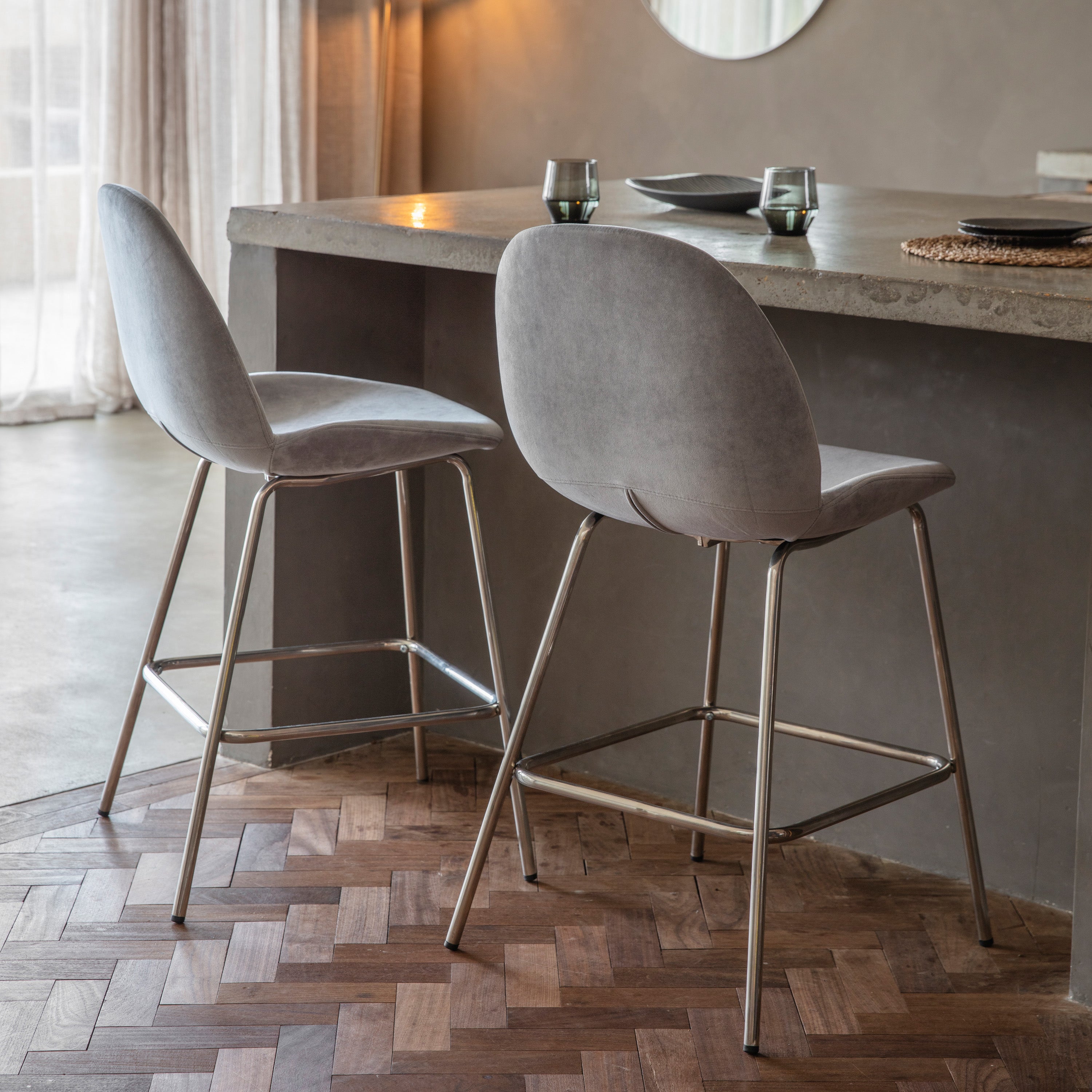 Finnegan Light Grey Bar Stool Set of 2