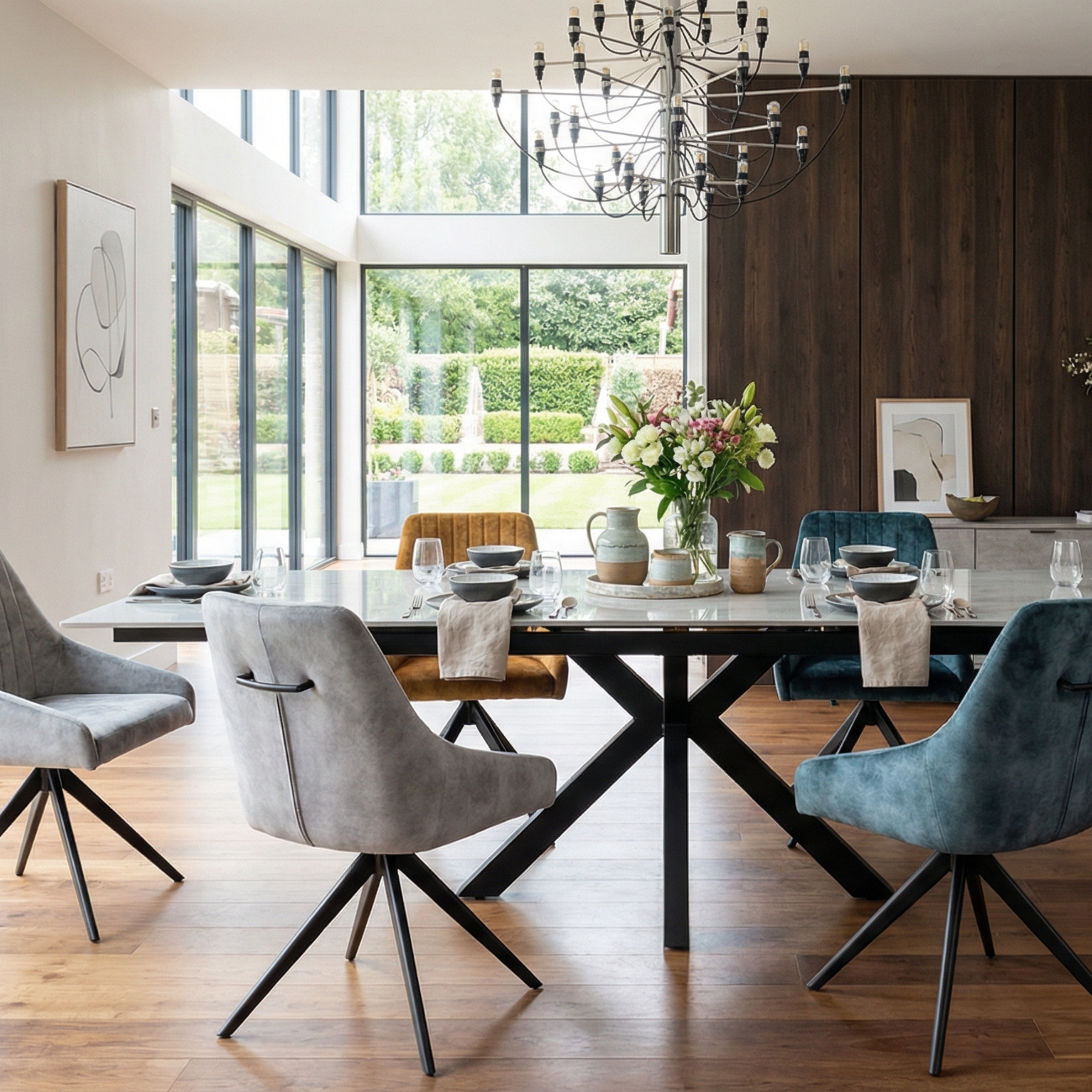 Olympia Light Grey Gloss Ceramic Extendable Dining Table (160cm-240cm)