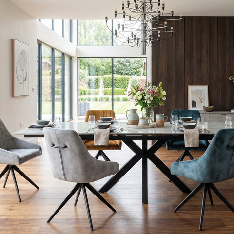 Olympia Light Grey Gloss Ceramic Extendable Dining Table (160cm-240cm)