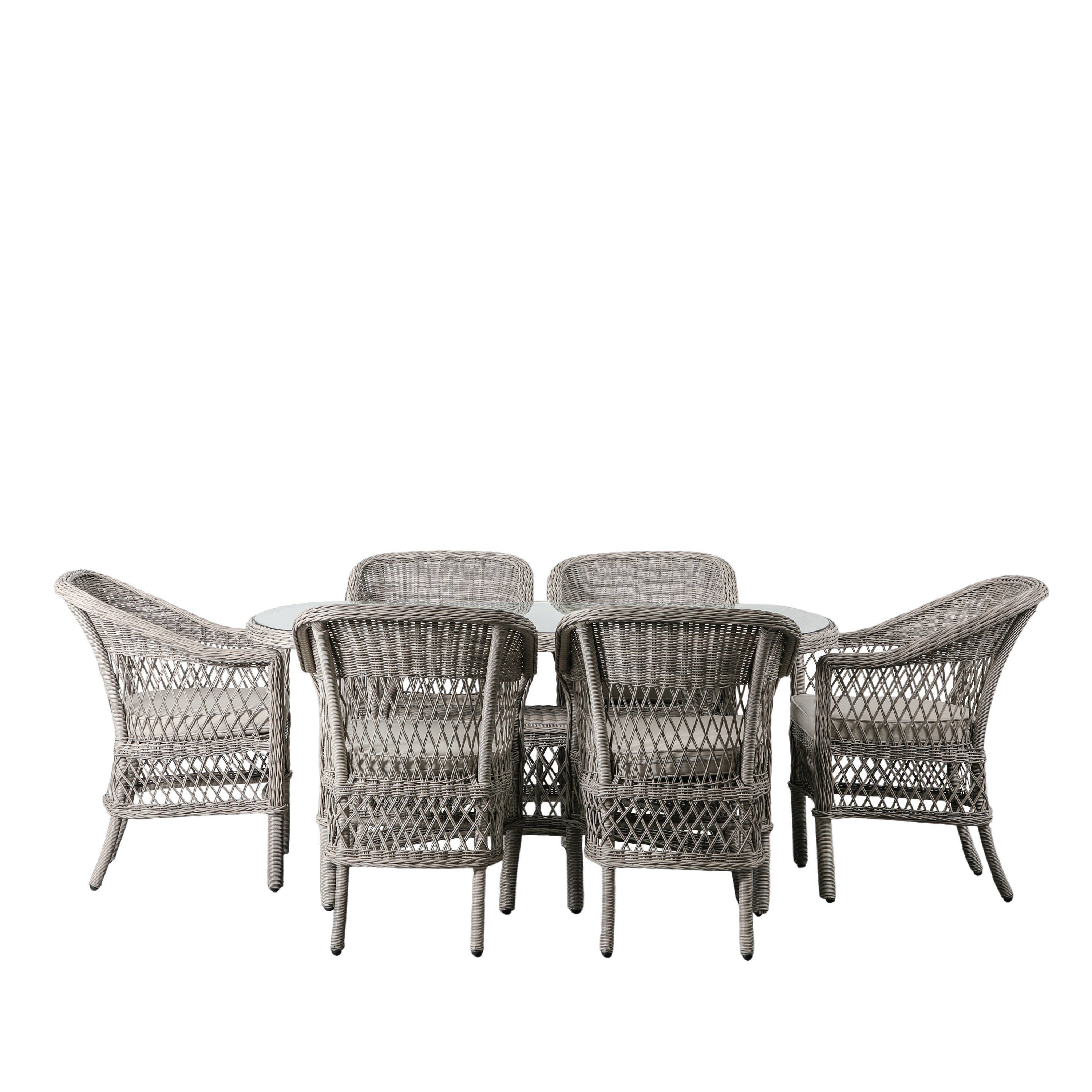Aubrey Outdoor 6 Seater Oval Dining Set Stone