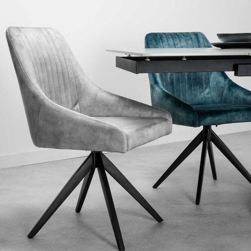 Aiden Grey Velvet Swivel Dining Chair Set Of 2 Dining Chair Aiden