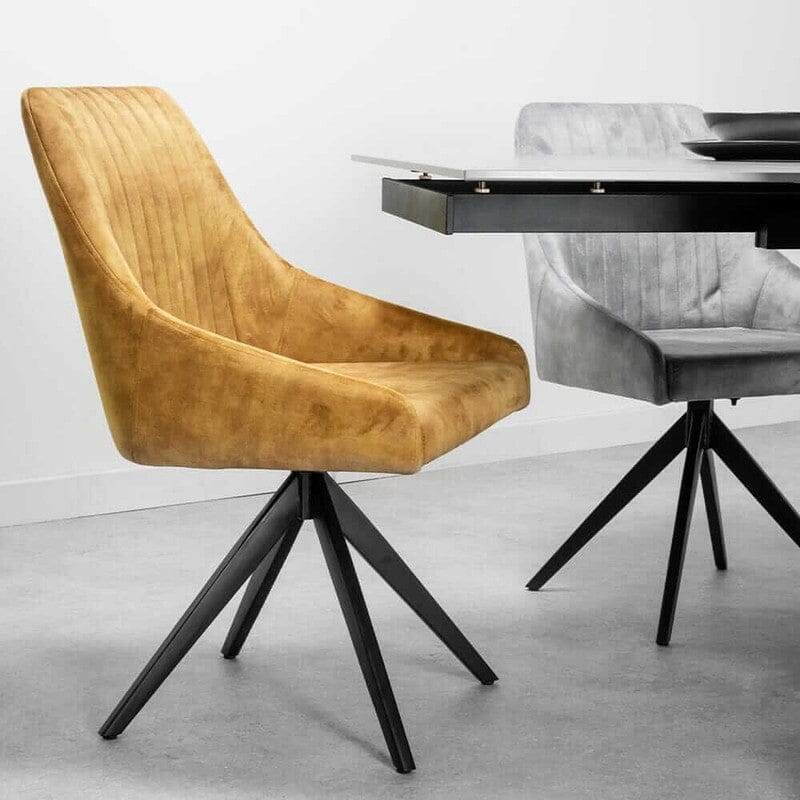Aiden Mustard Velvet Swivel Dining Chair Set Of 2 Dining Chair Aiden