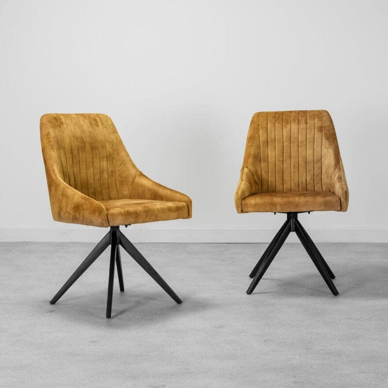 Aiden Mustard Velvet Swivel Dining Chair Set Of 2