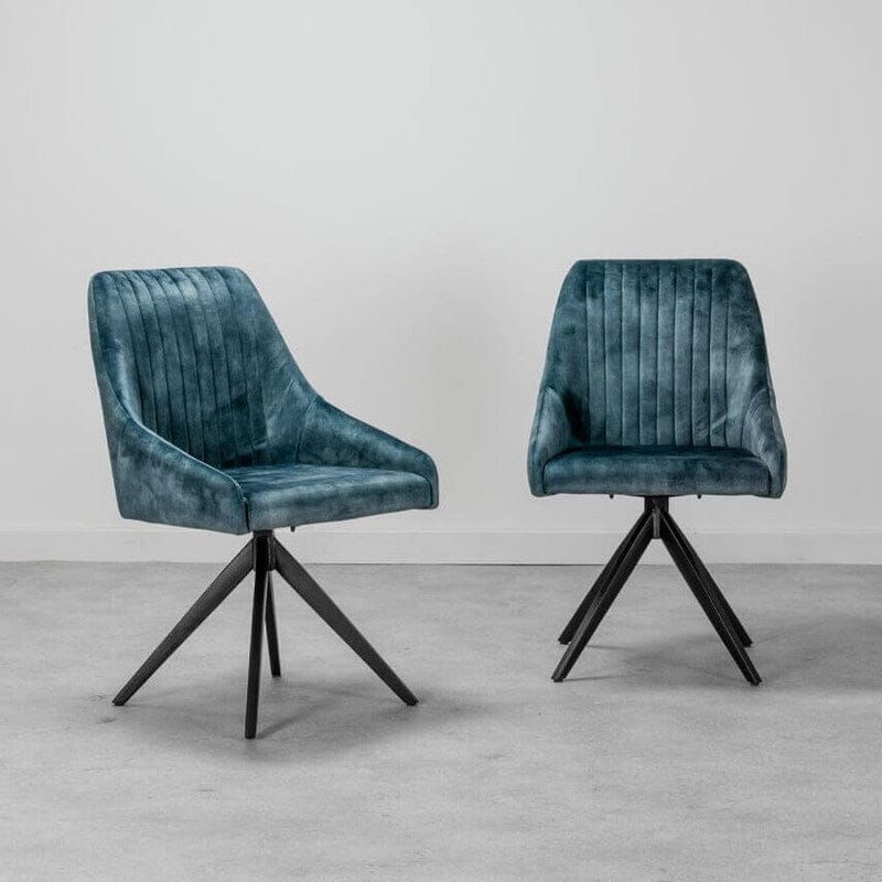 Aiden teal velvet swivel dining chair set of 2