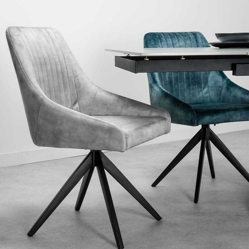 Aiden Teal Velvet Swivel Dining Chair Set Of 2 Dining Chair Aiden