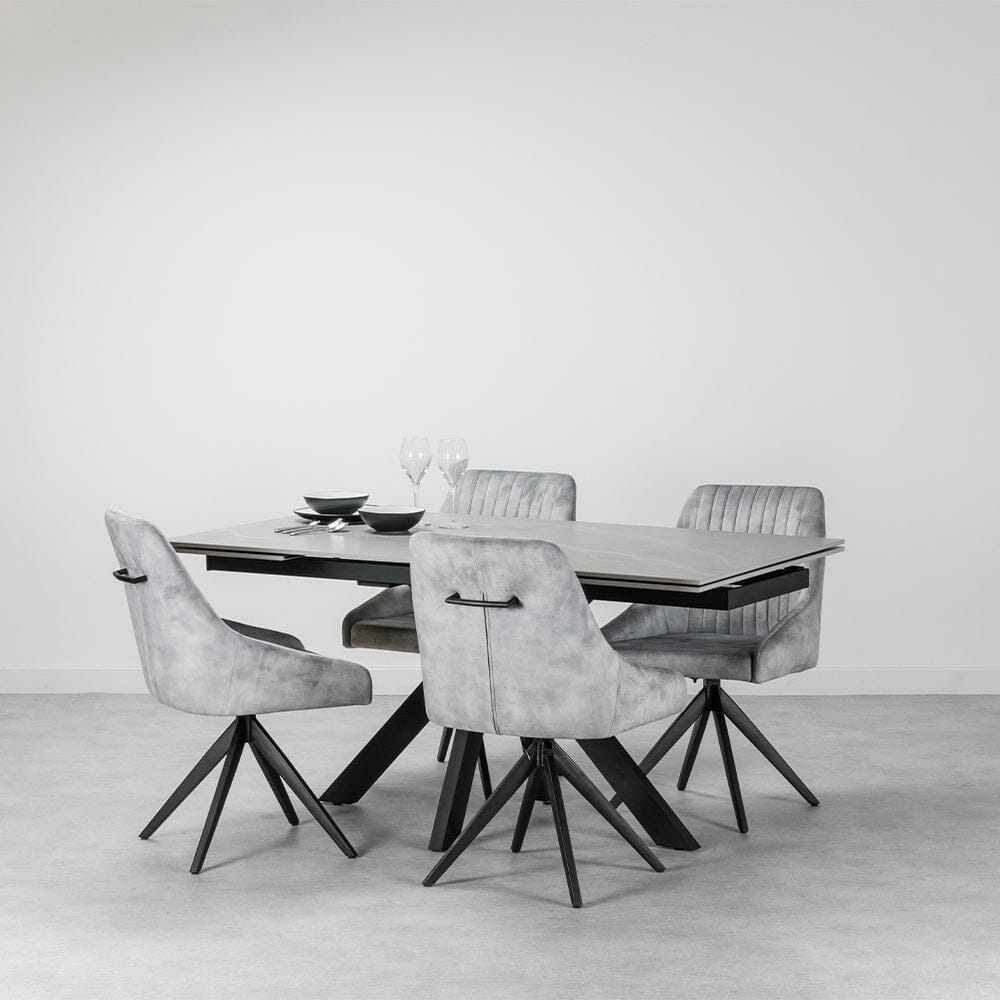 Olympia Small Light Grey Matt Ceramic Extendable Dining Table (130cm-180cm)